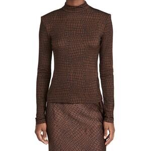 New The Andamane Beth Mock Neck Top in Brown Women's Size XS